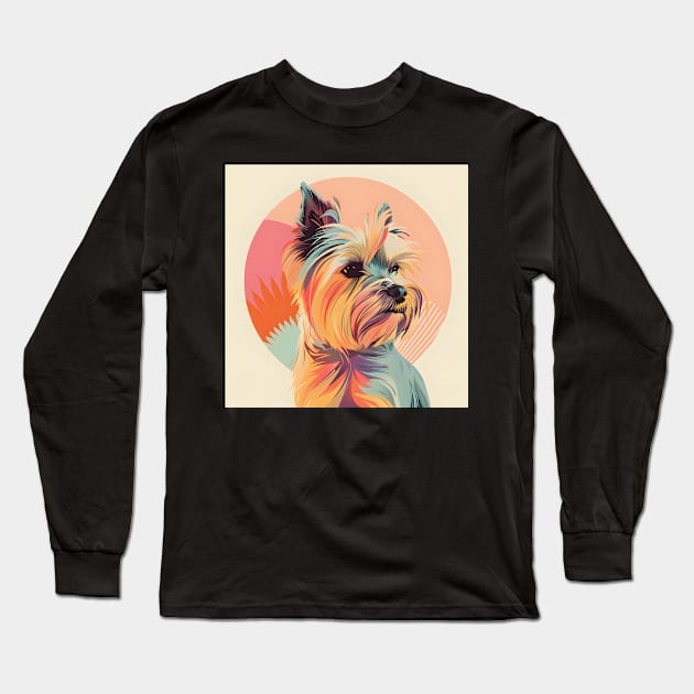 Retro Silky Terrier: Pastel Pup Revival Long Sleeve T-Shirt by NatashaCuteShop